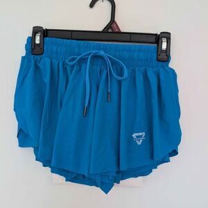 Luogongzi 2-in-1 flowy athletic shorts in blue Size Small